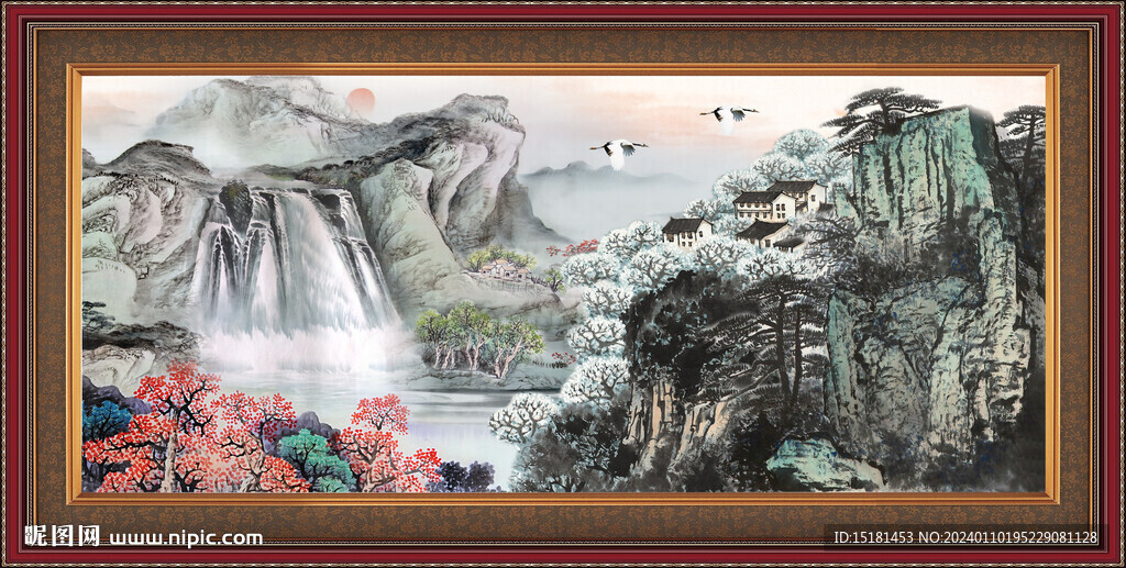 招财山水画 