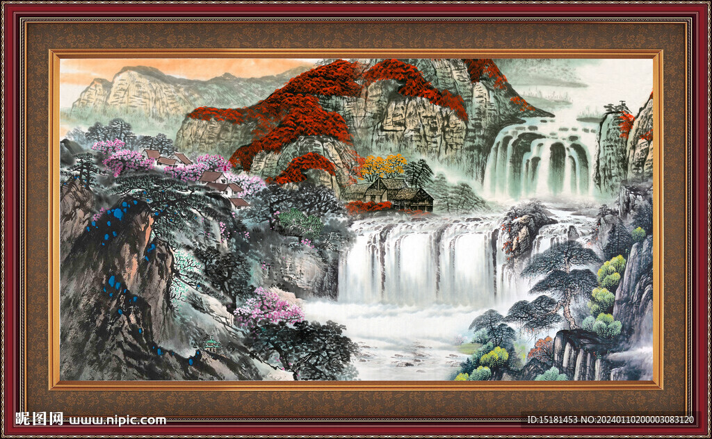 招财山水画 