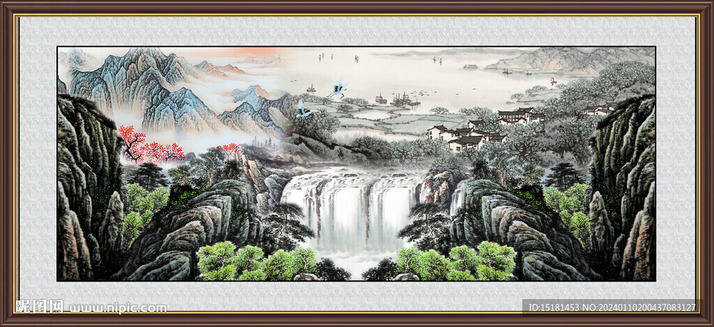 招财山水画 
