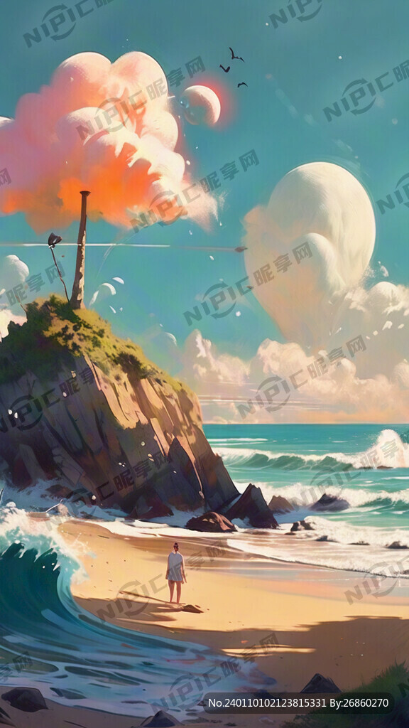 梦幻  沙滩  海浪   法式
