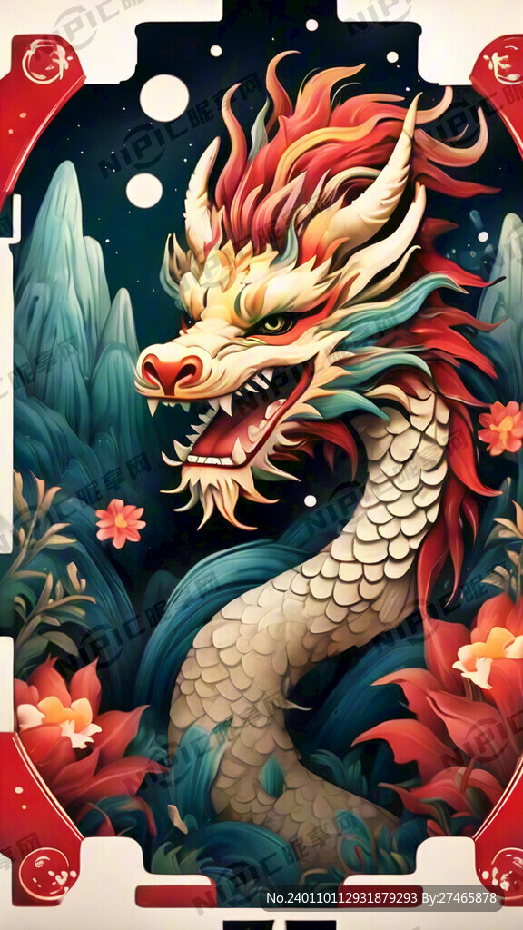 龙年春节 直播海报 中间空出