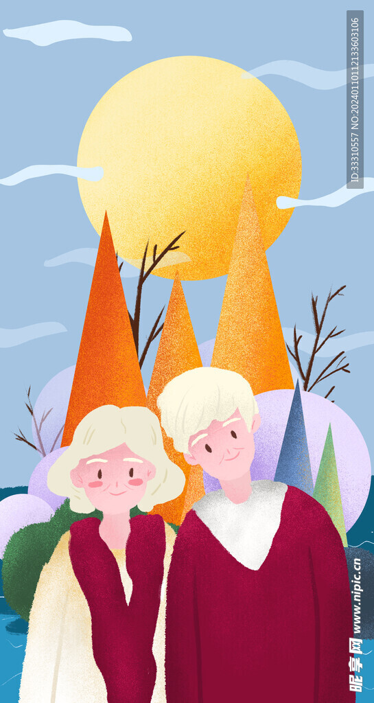 老人扁平插画