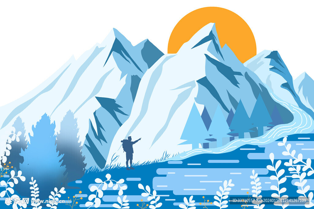 雪山插画画面