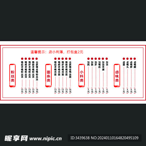 餐饮价目表