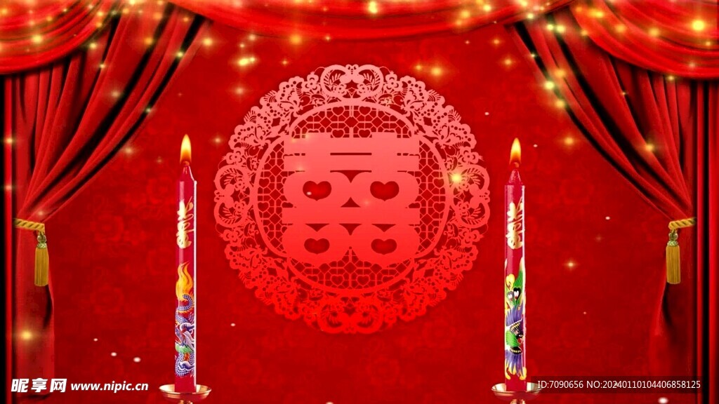 中式婚礼喜字红烛