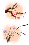 梅花兰花矢量素材