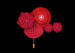 红色灯笼花朵设计元素