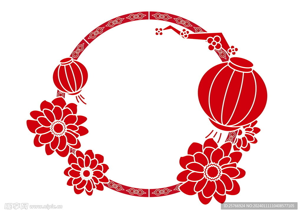 红色灯笼 花边框元素