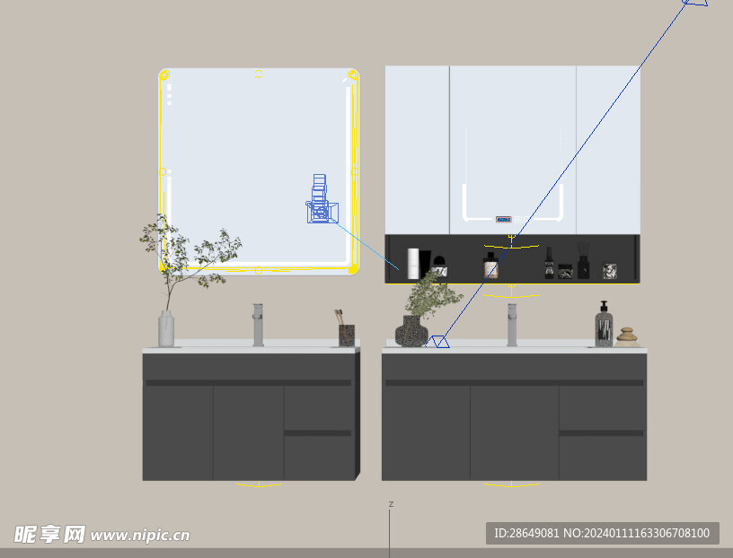 3DMAX模型 卫生间浴室柜