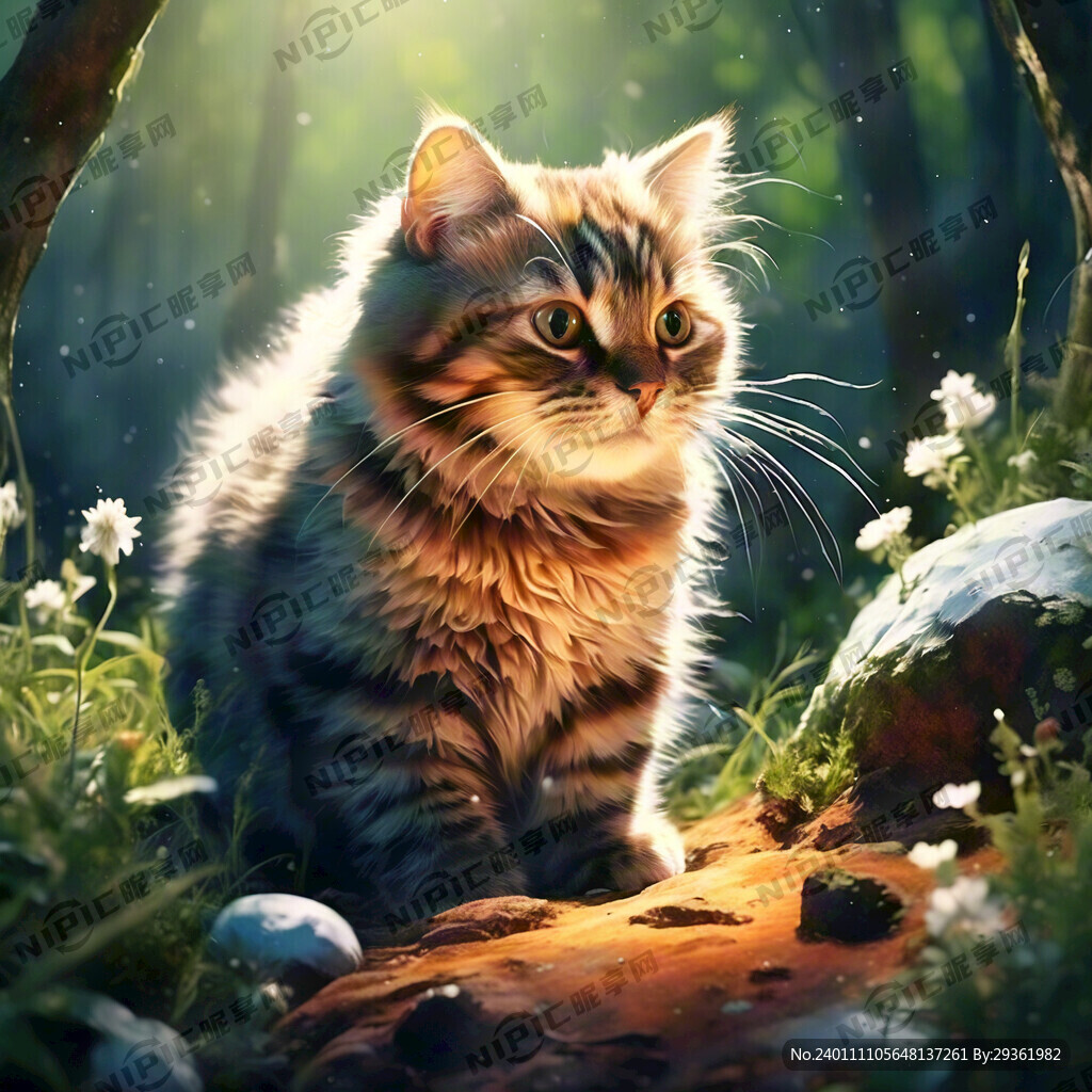 胖胖的猫 原始森林 阳光明媚