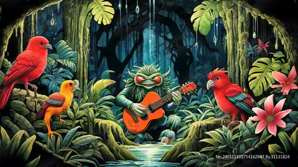 热带雨林 插画 秘境 生物