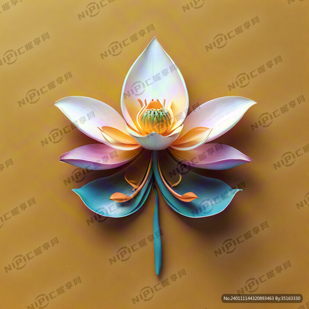 明黄色背景 中间有一朵小莲花