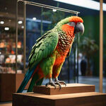 鹦鹉，鹦鹉主题，正方形格局，展位，展览，商场里面，森系，绿色