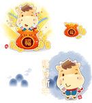 福袋水彩牛素材