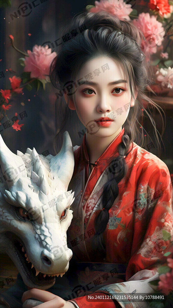 小龙女 大大的眼睛 红色衣服