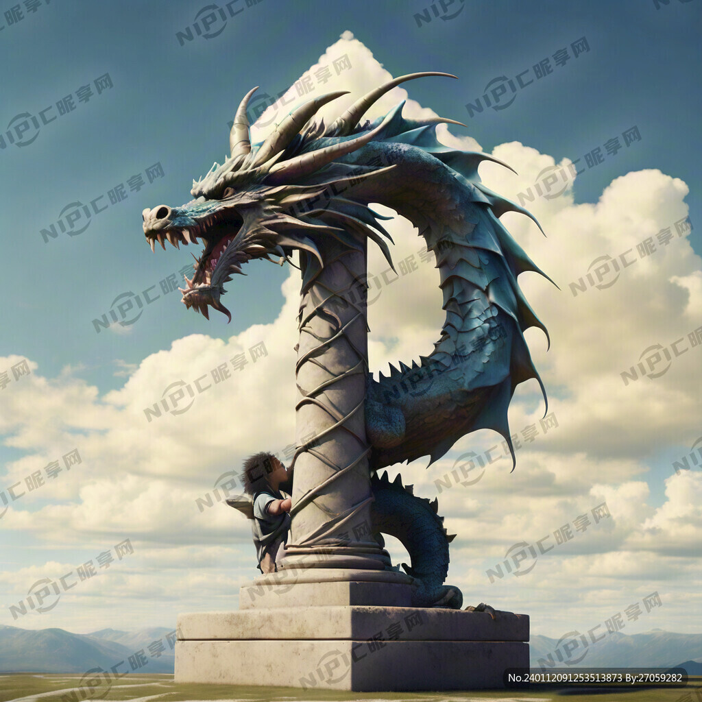龙绕长方体柱子