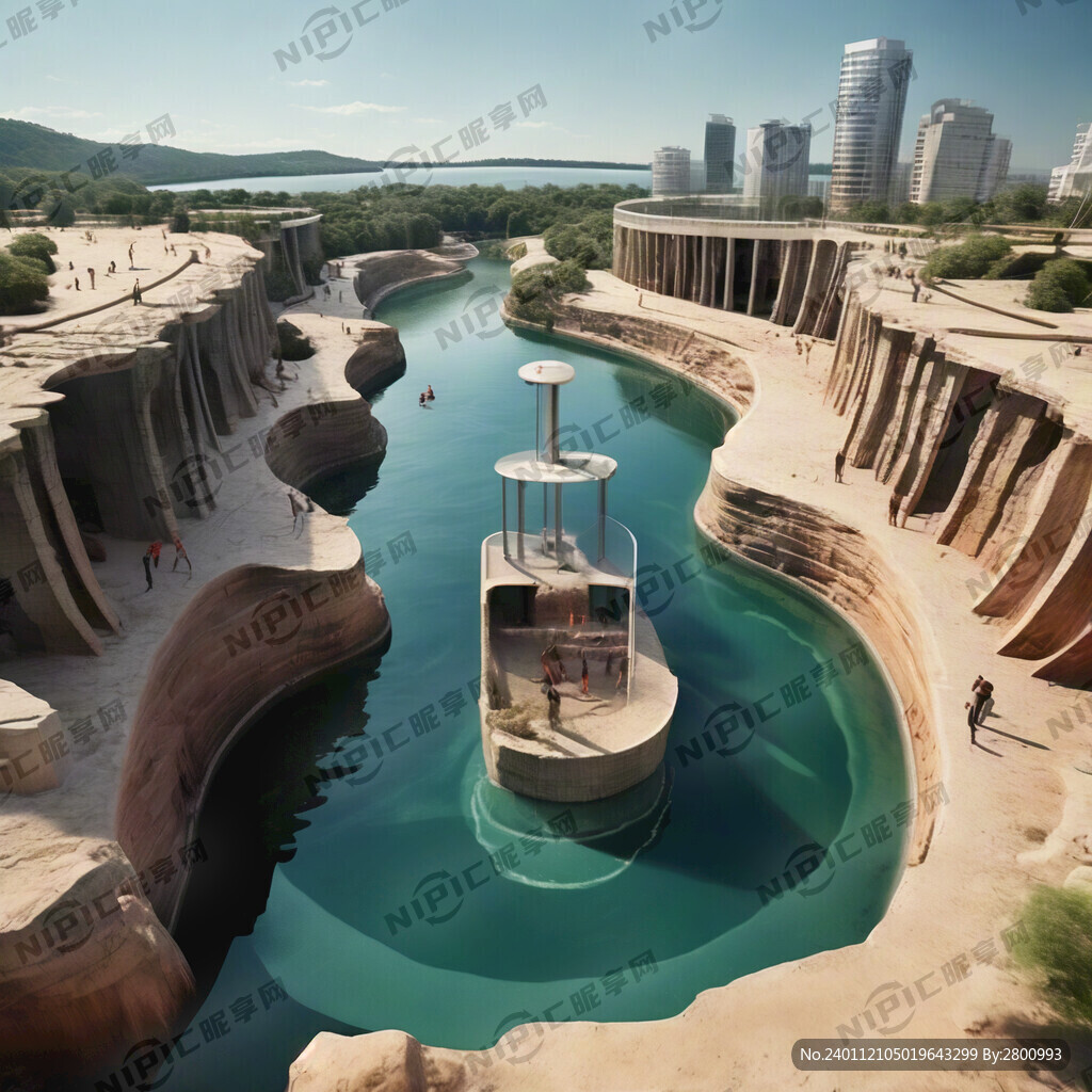 河道截面图 包含观景平台