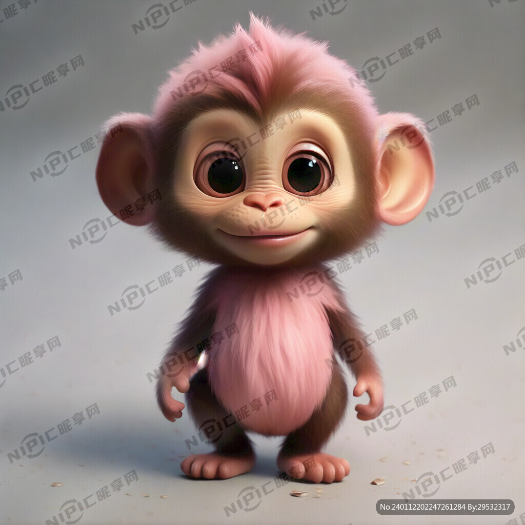 粉色卡通小猴子