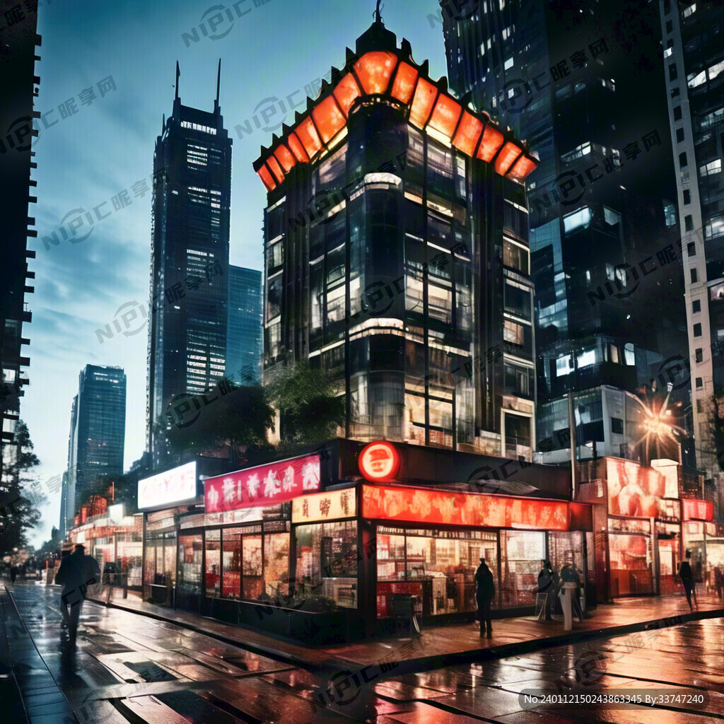 都市夜市高楼