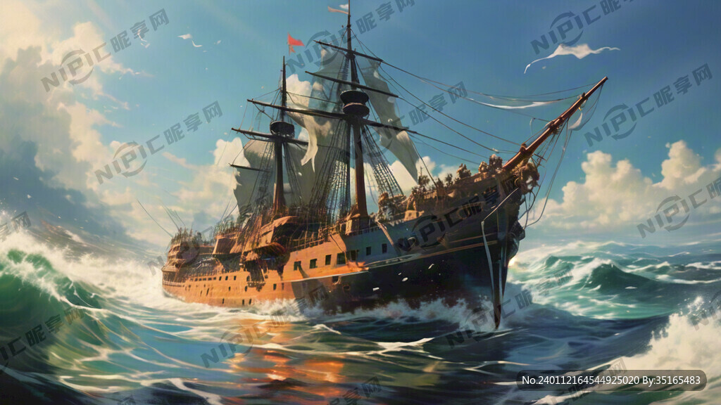 船舶在海中航行 海面风和日丽