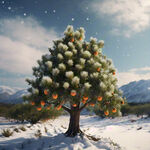 柑橘树  雪  近景  摄影  超高清  细节