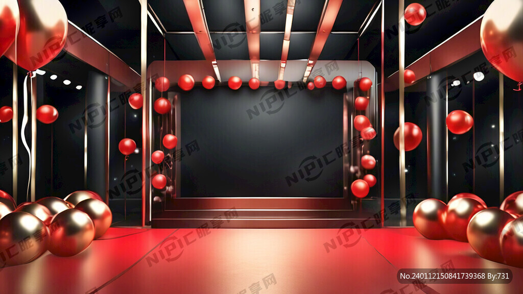 主画面 年会红金色打卡拍照背景