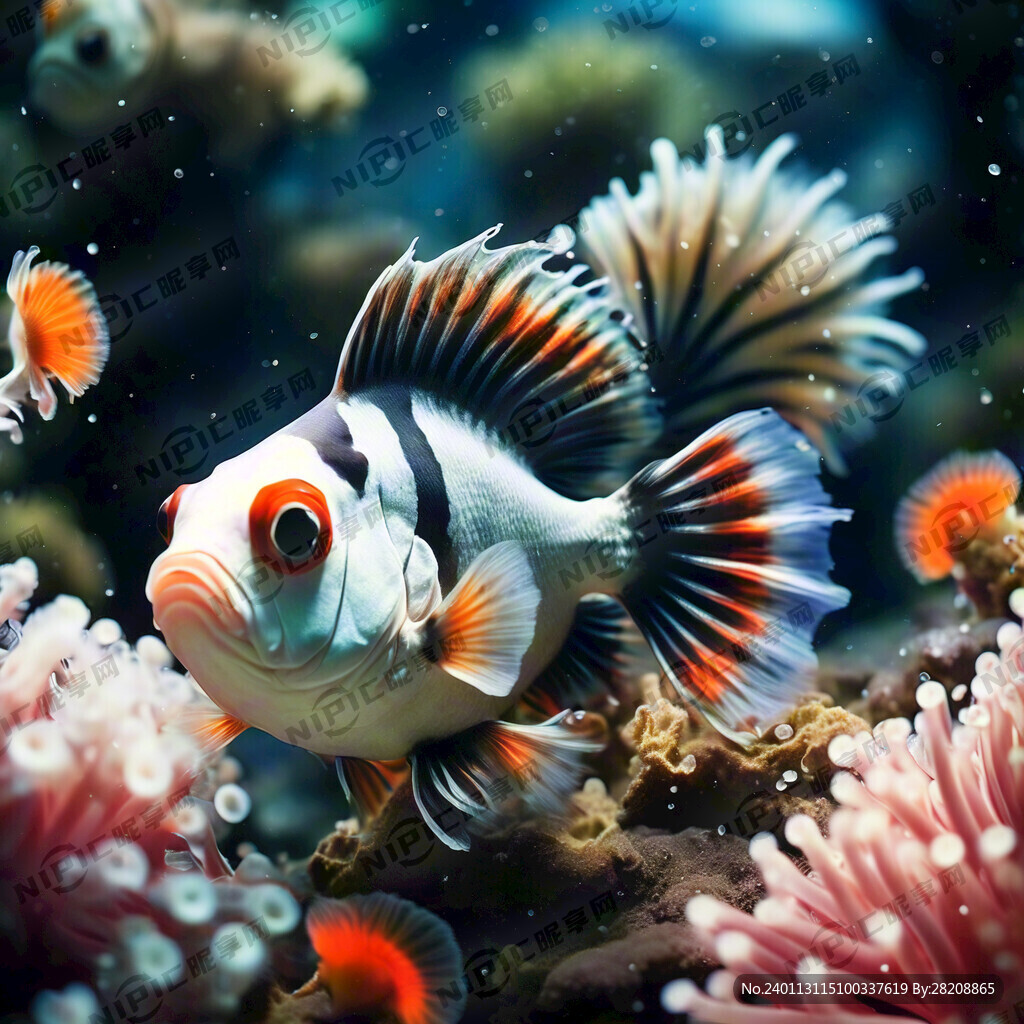 海水鱼缸 有海葵有小丑鱼观赏鱼
