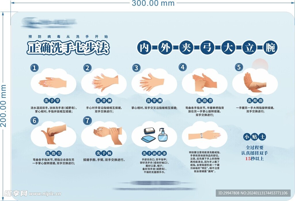 七步洗手法标识牌