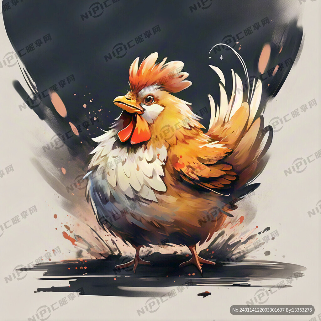 卡通柴鸡 标志 烧鸡 线形图