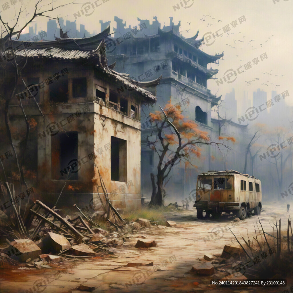 破败感油画悲凉