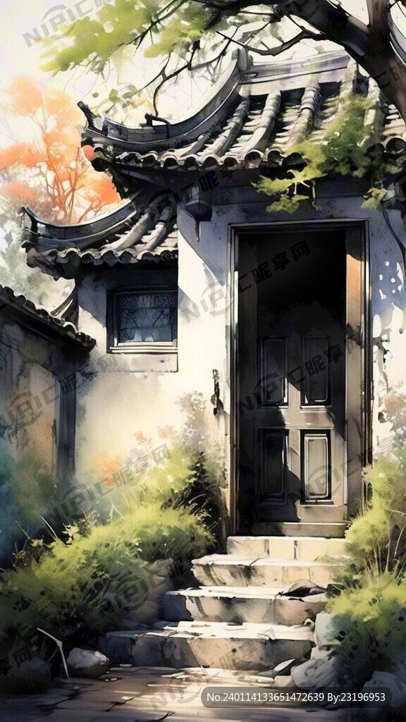 古代老宅 破旧 阴森 晚上