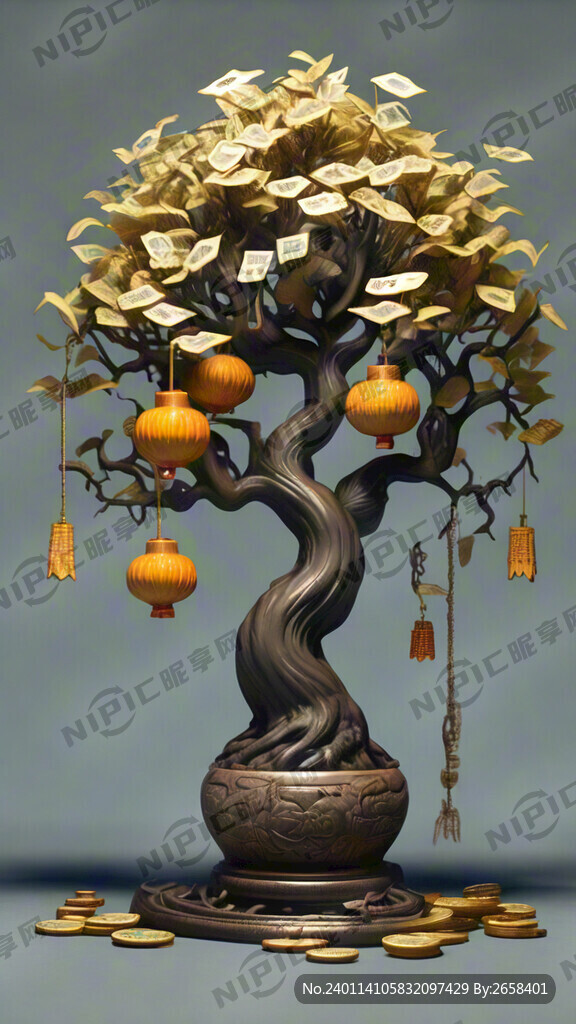 摇钱树 金黄色 二次元 