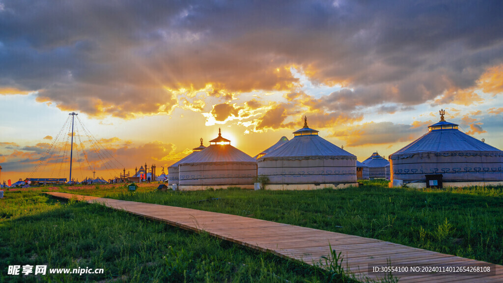 蒙古包 草原风景图片