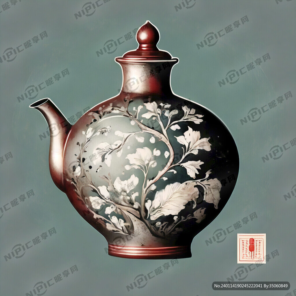 古锡酒壶 顶泰红 作成商标图案