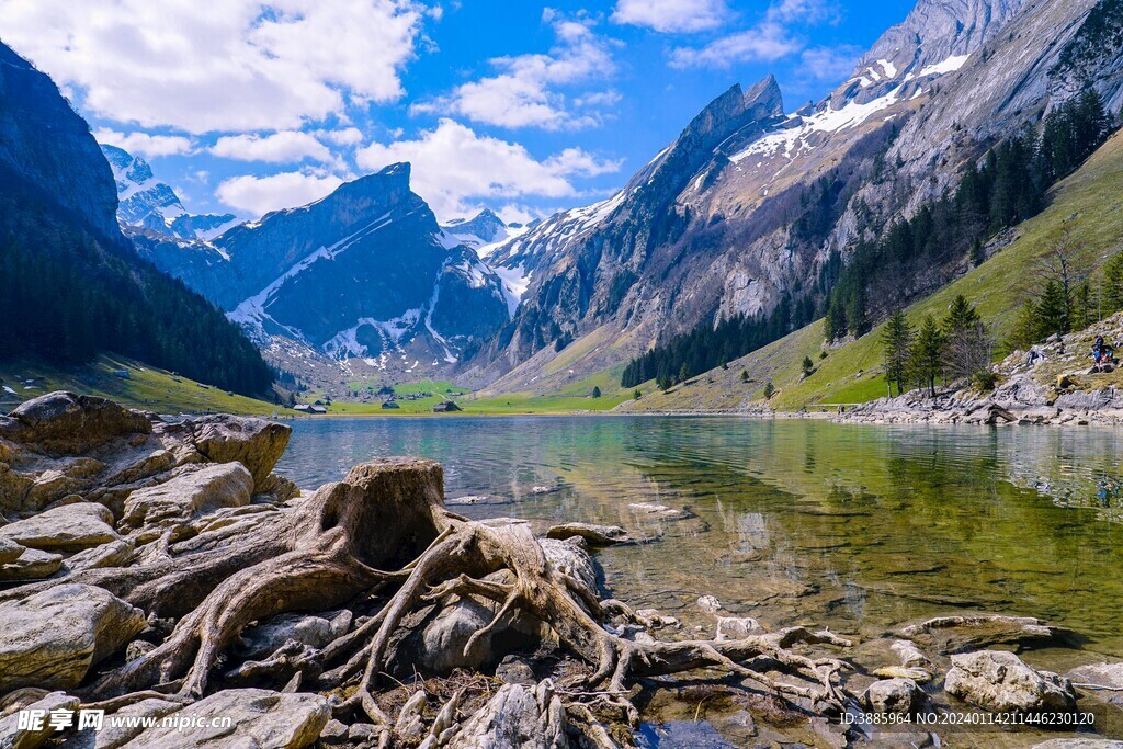 美丽湖泊山峰森林风景图片