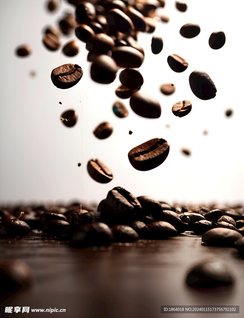飘在空中的咖啡豆背景图片