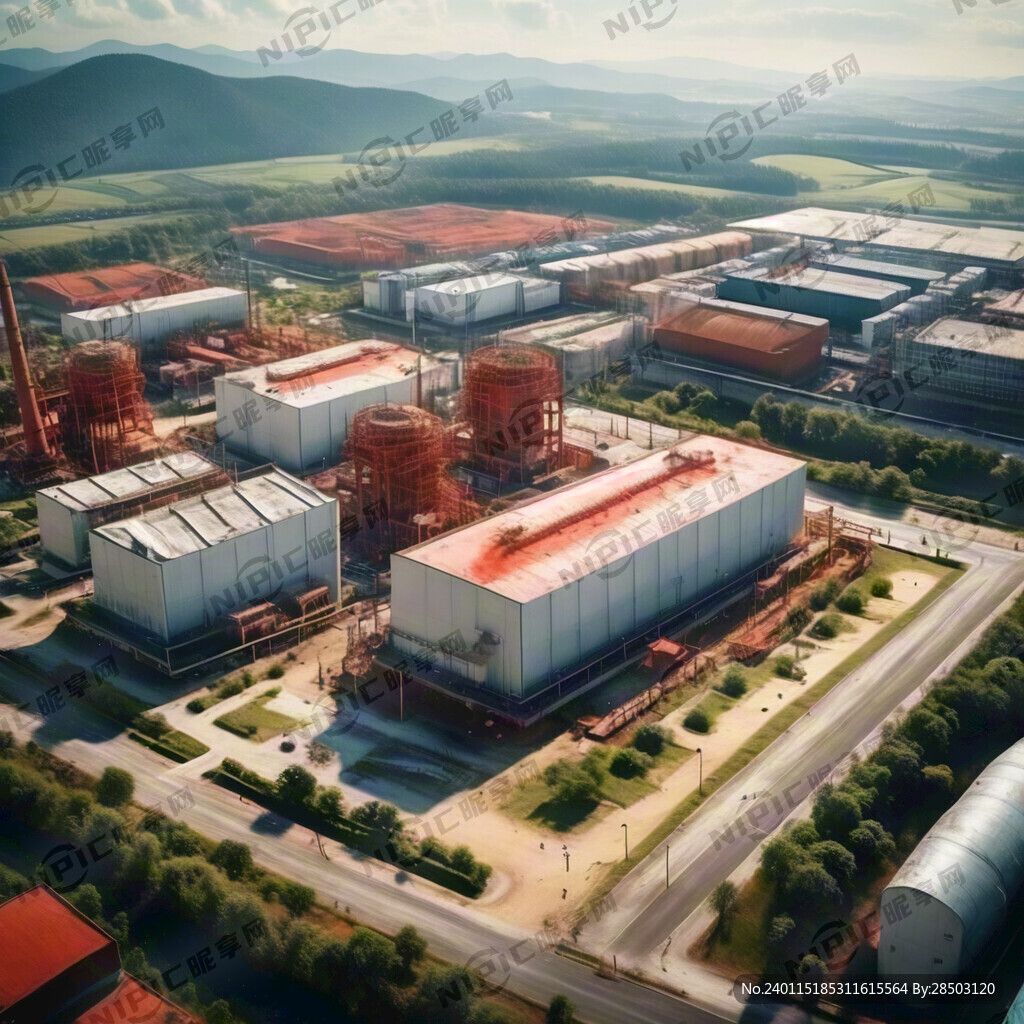 俯瞰一片现代化的工厂厂房