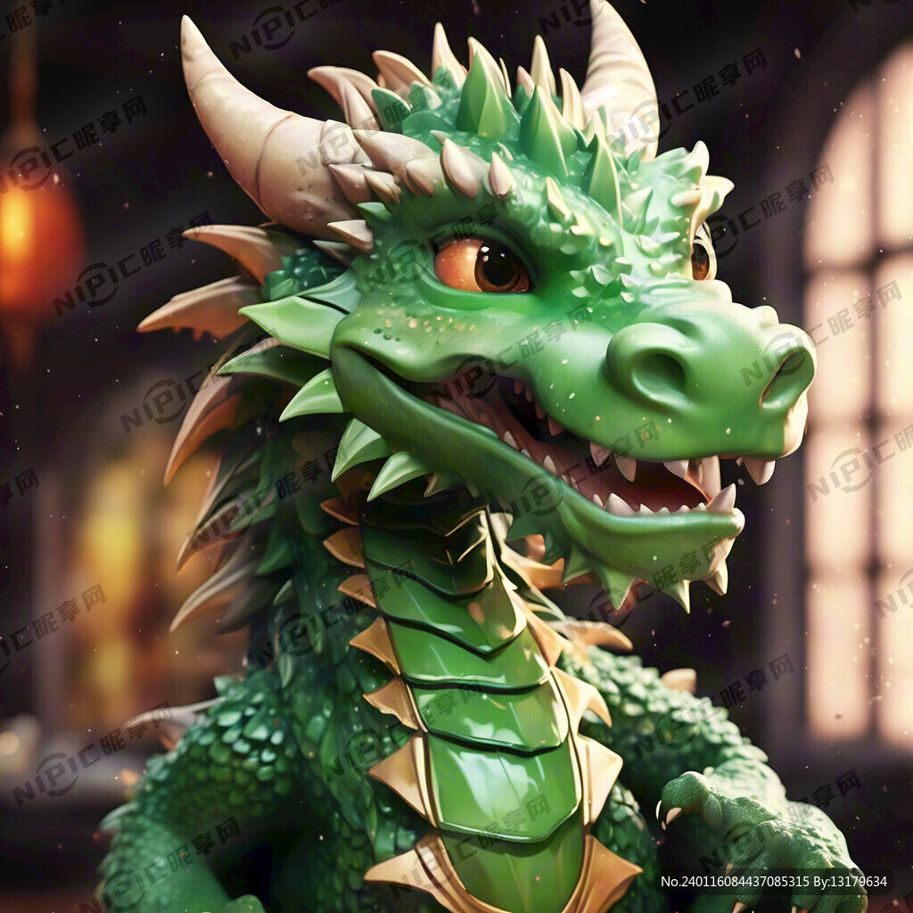 龙年 卡通龙 绿色皮肤 贺新年