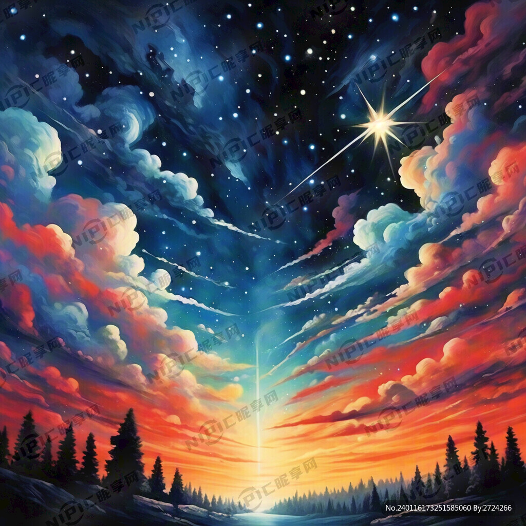 天空中绚丽的星星图