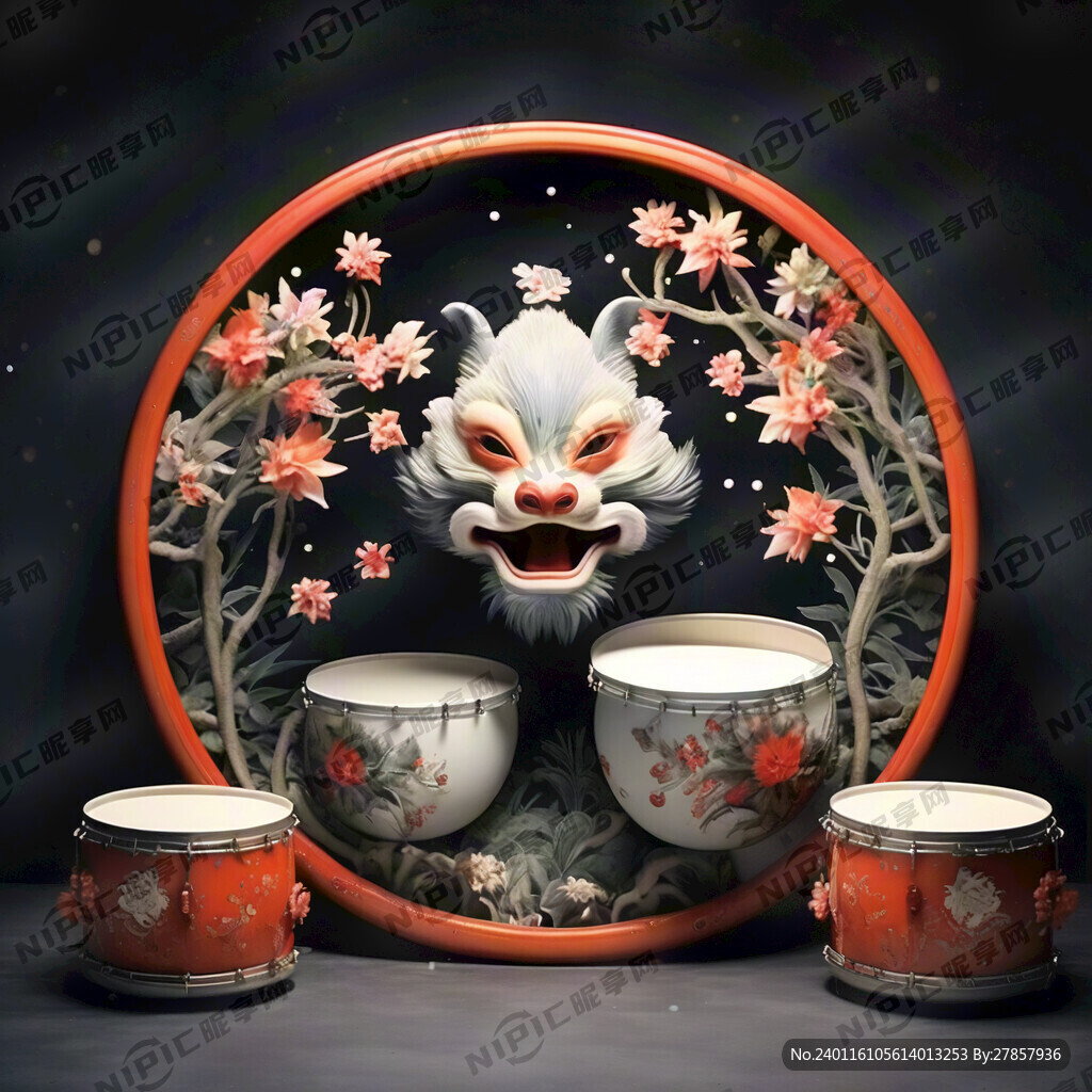 圆形鼓面 喜庆 新年好 过年