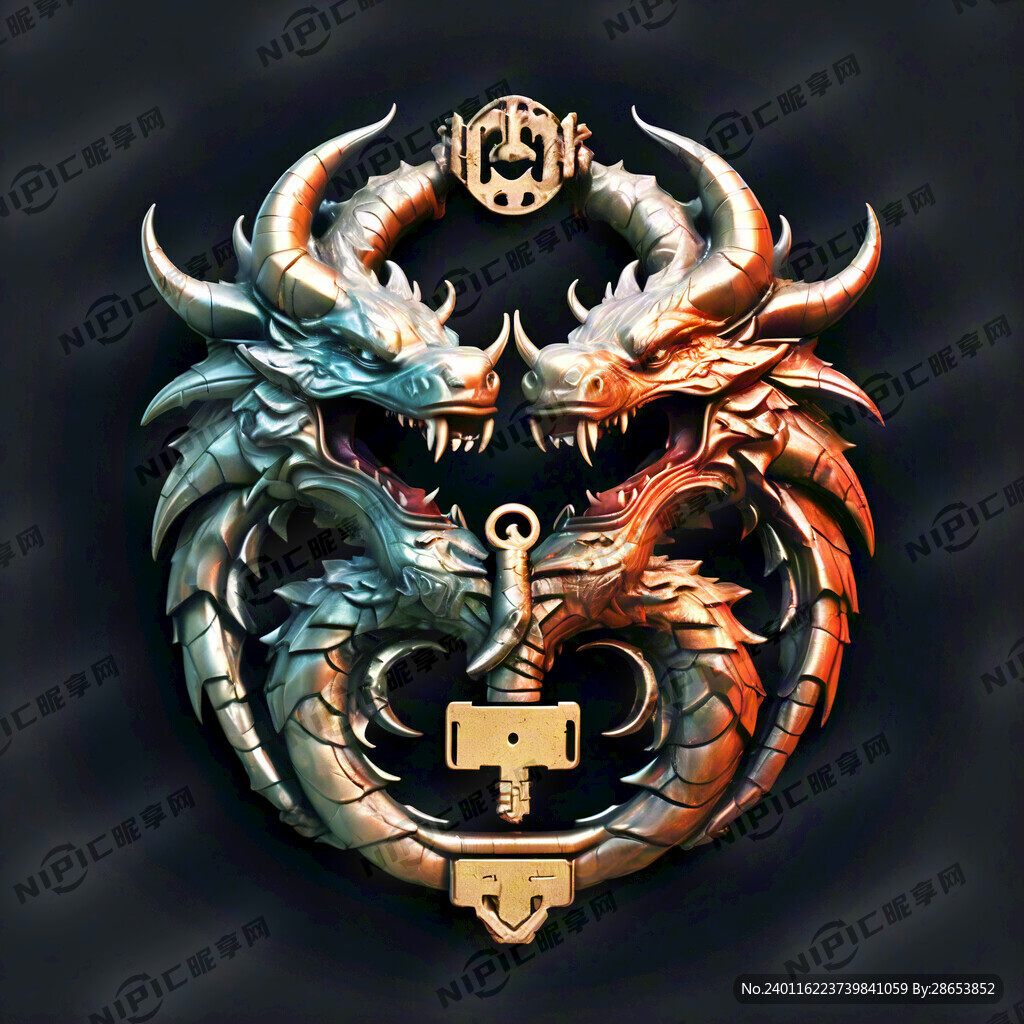 双龙图腾 钥匙 图形 标志