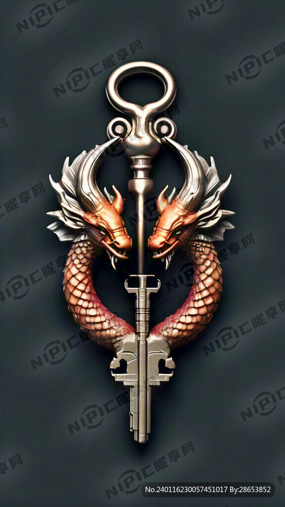 双龙盘成钥匙 简单图形