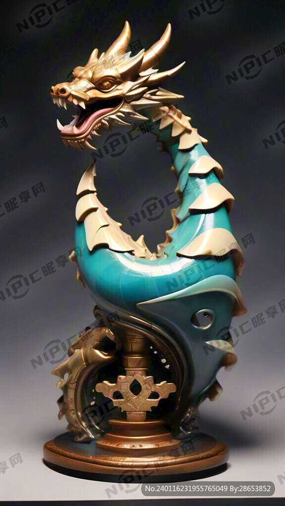 双龙身体形成曲线交叉波浪钥匙柱