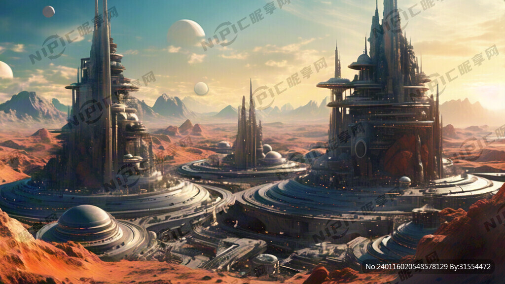 远处星球 隐约建筑 