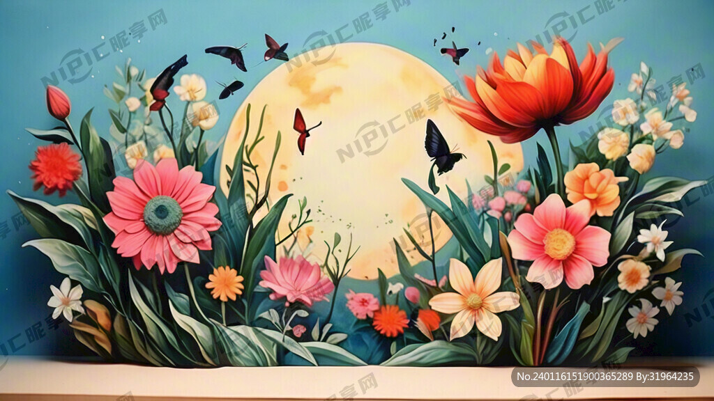 手绘花卉自然海报 贺卡 花卉