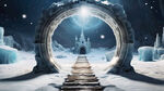 创作一个冰雪世界的时空穿梭通道 要有冰雪城堡