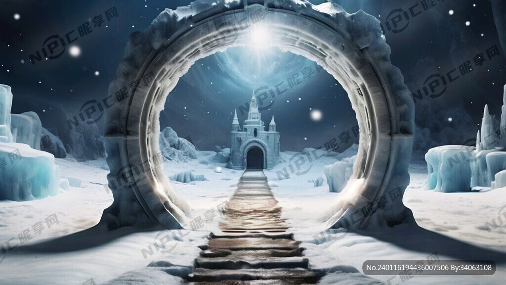 创作一个冰雪世界的时空穿梭通道