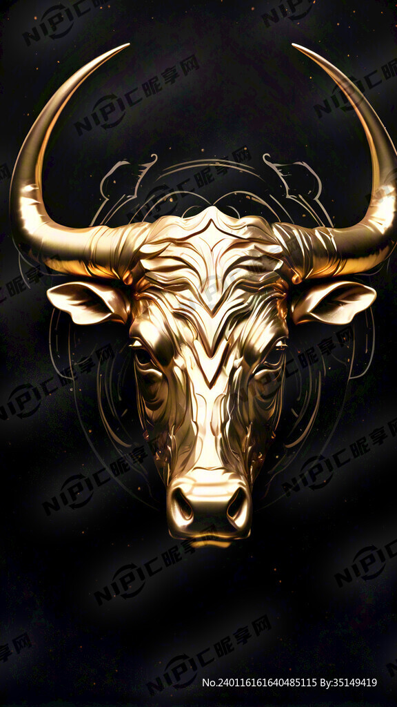 牛头加金色牛角背景黑色