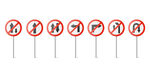 禁止交通标志与孤立的箭头图标集