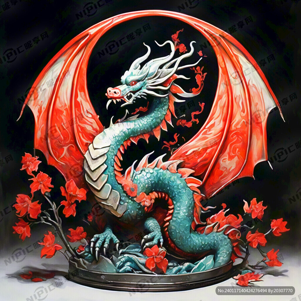 红色龙 红太阳 中国风 